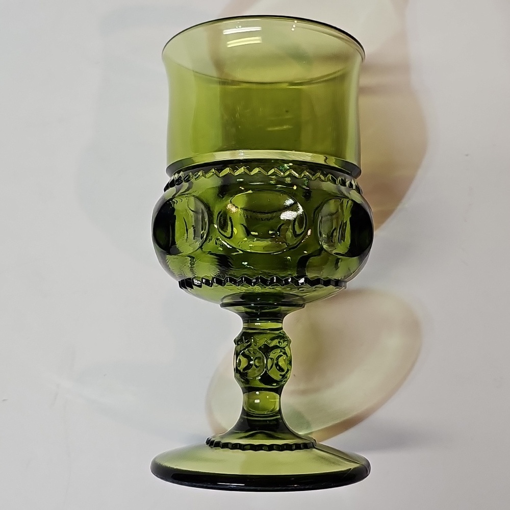 S/4 Indiana Glass Colony King's Crown Amber Green Blue Purple Water Goblets - Picture 5 of 7